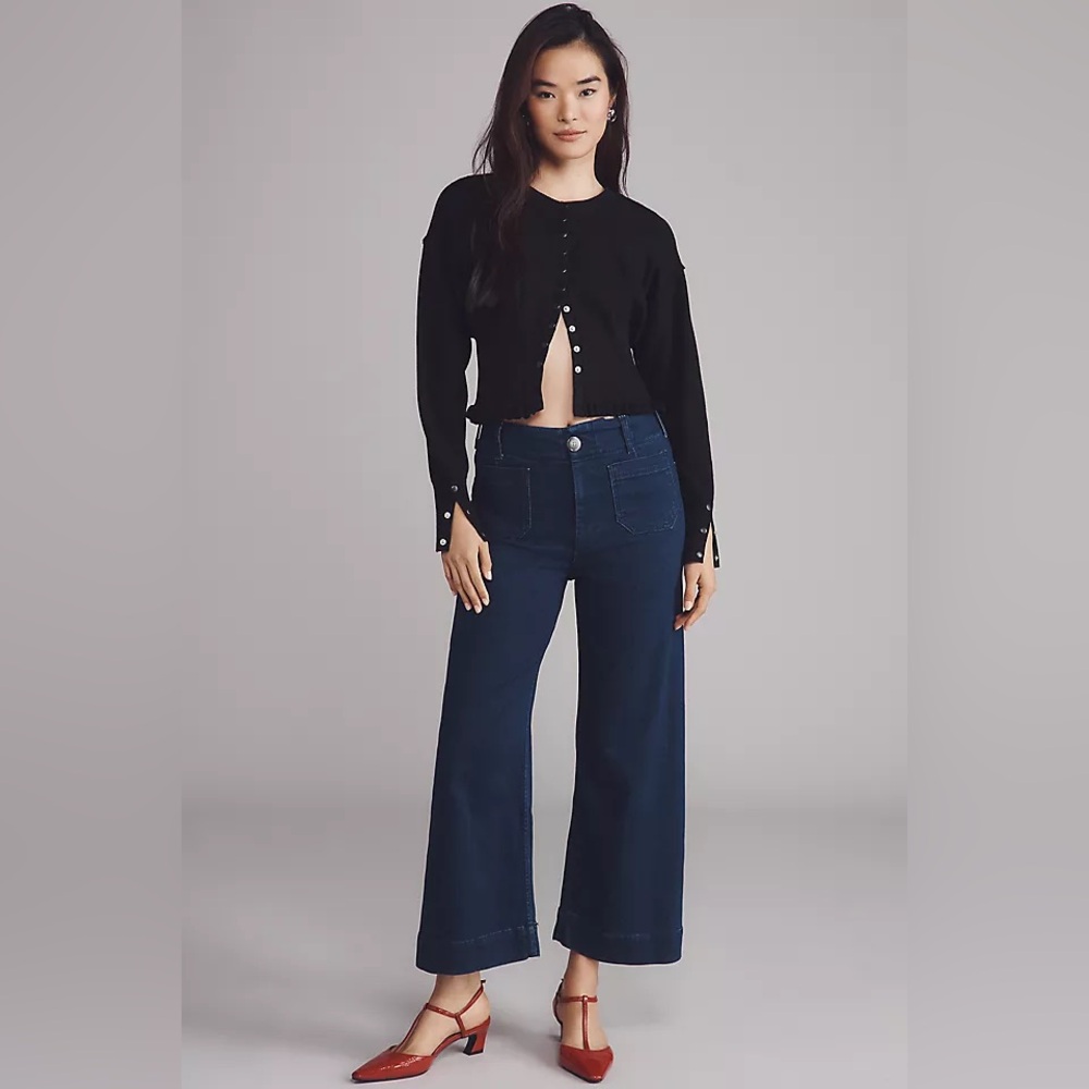 Anthropologie Maeve Colette Cropped Wide-Leg Jeans 28 Petite